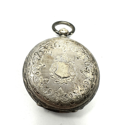 357 - Antique silver dial fob watch the watch is ticking