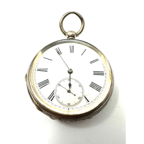 360 - Antique silver open face pocket watch the watch is ticking good clean condition