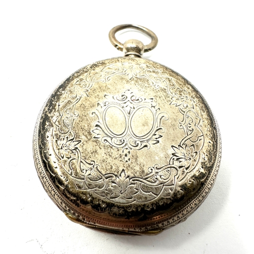 360 - Antique silver open face pocket watch the watch is ticking good clean condition