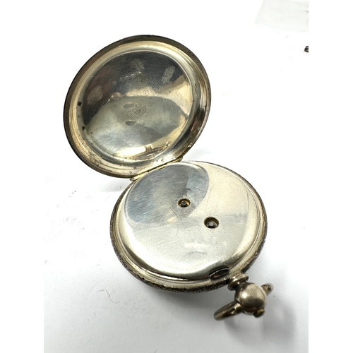 360 - Antique silver open face pocket watch the watch is ticking good clean condition