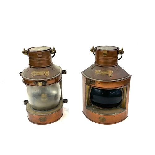 39 - Two vintage copper ship lanterns measures approx 9.5 inches tall