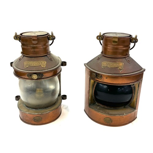 39 - Two vintage copper ship lanterns measures approx 9.5 inches tall