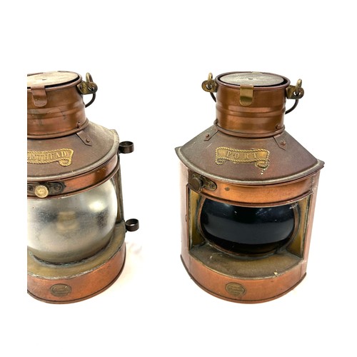 39 - Two vintage copper ship lanterns measures approx 9.5 inches tall