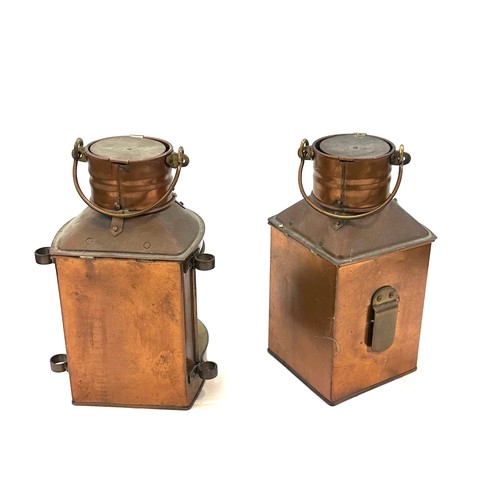 39 - Two vintage copper ship lanterns measures approx 9.5 inches tall