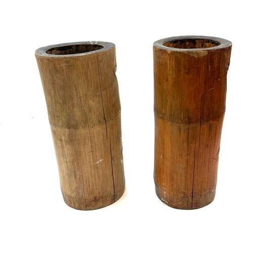 65 - Pair of bamboo brush pots approx overall height 12 inches