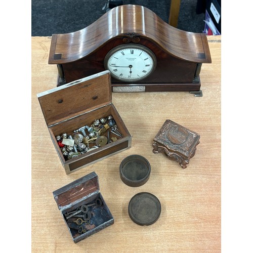 77 - Selection of collectables includes Curtis and sons mantle clock, silver framed cigarette case etc