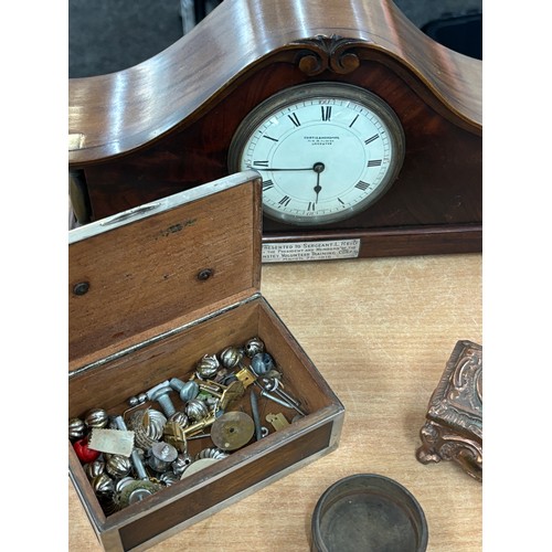 77 - Selection of collectables includes Curtis and sons mantle clock, silver framed cigarette case etc