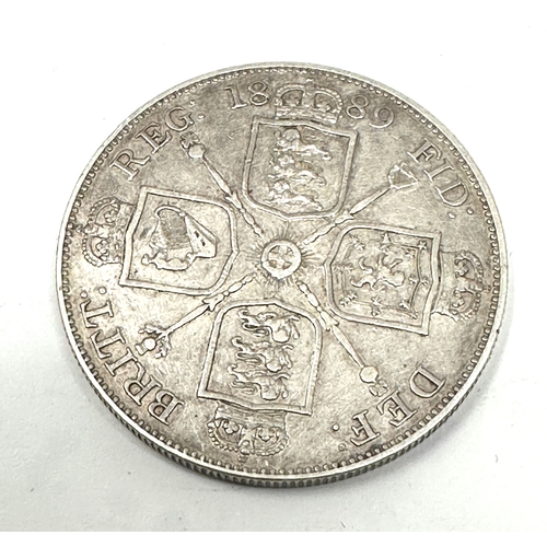 418 - 1889 Victorian silver double florin