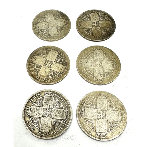 421 - 6 victorian silver gothic florins