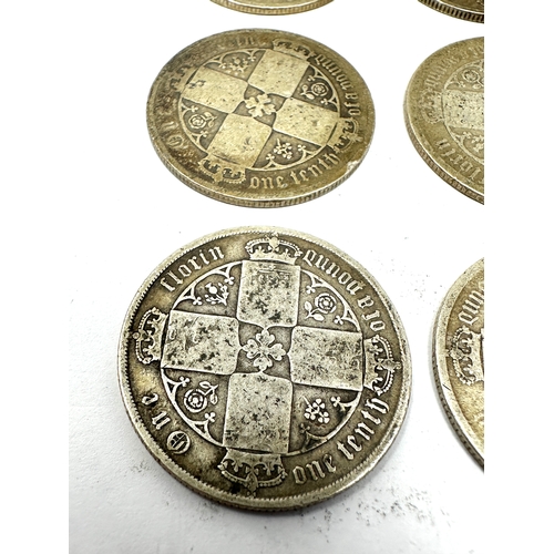 421 - 6 victorian silver gothic florins