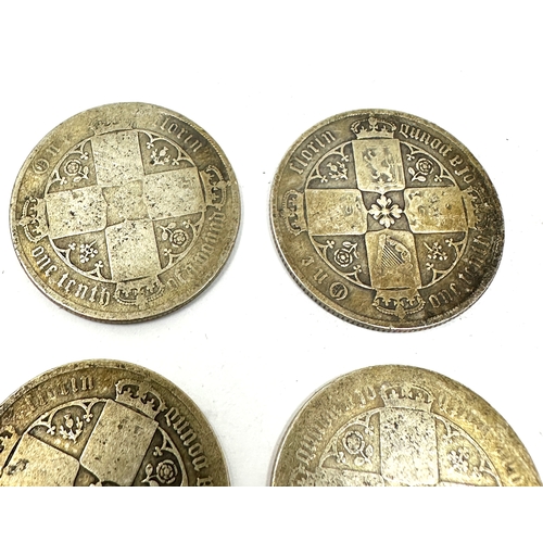 421 - 6 victorian silver gothic florins