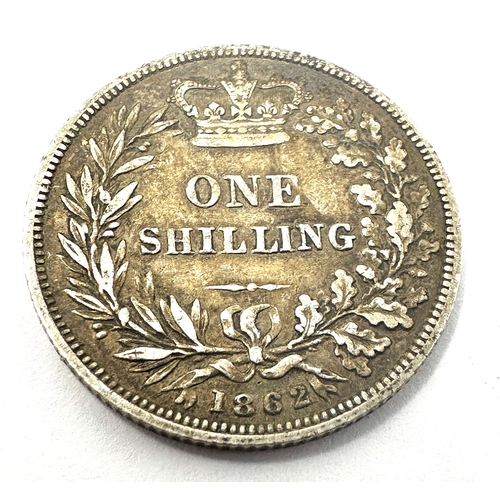 423 - 1862 Victoria Shilling  Key Date Silver Coin