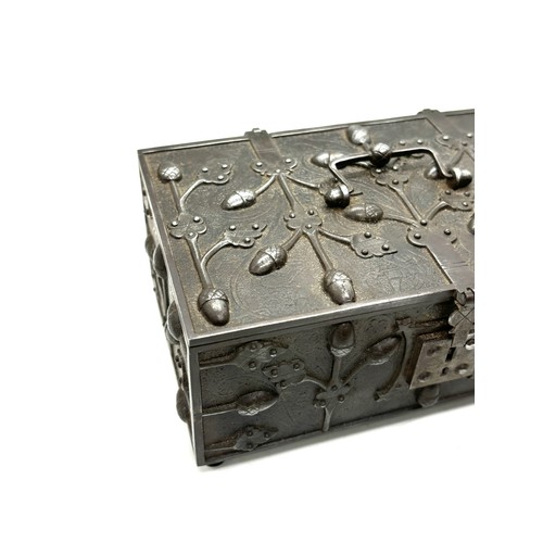 511 - 19th Century steel casket in medieval style 17cm by 10cm by 1.7cm tall