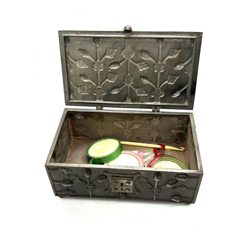 511 - 19th Century steel casket in medieval style 17cm by 10cm by 1.7cm tall