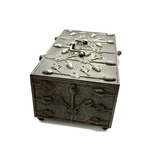 511 - 19th Century steel casket in medieval style 17cm by 10cm by 1.7cm tall