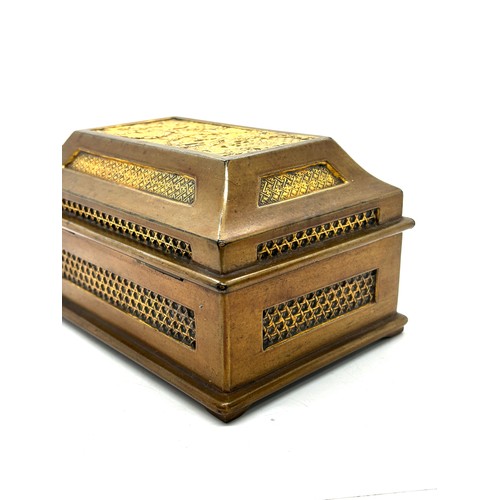 509 - 1920s antique Chinese papier mache gilded jewellery box casket size 18cm by 12cm by 10cm tall