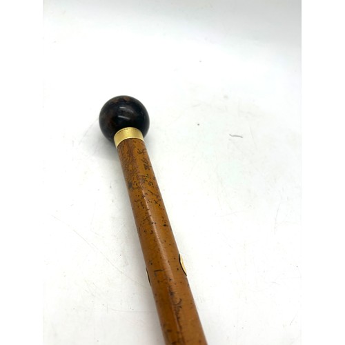 20 - Antique Georgian walking stick cane with unmarked high carat gold mounts