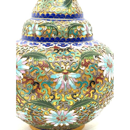 257 - Vintage Chinese Cloisonne vase, height 23.5cm very good condition