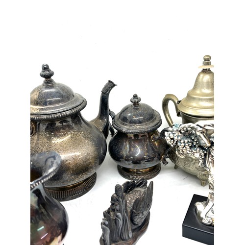 88 - Selection of metal ware includes Tea pots etc