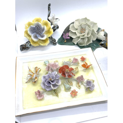 199 - Selection of assorted flower pottery ornaments