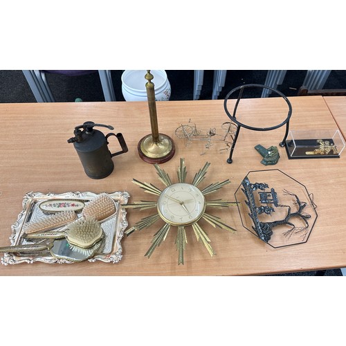 261 - Selection of vintage miscellaneous to include dress set, copper plunge, clock etc