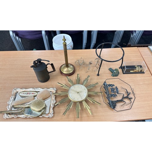 261 - Selection of vintage miscellaneous to include dress set, copper plunge, clock etc