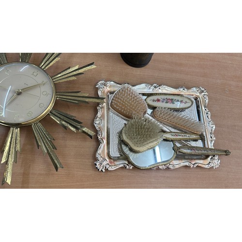 261 - Selection of vintage miscellaneous to include dress set, copper plunge, clock etc