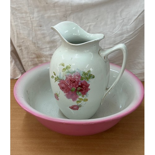 262 - Victorian floral jug and bowl set