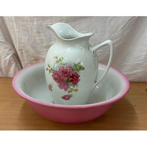 262 - Victorian floral jug and bowl set