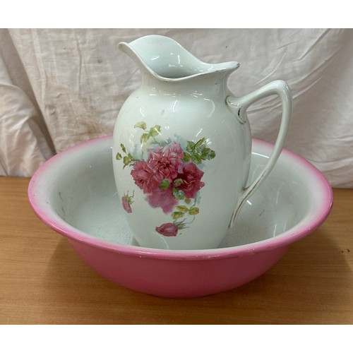 262 - Victorian floral jug and bowl set