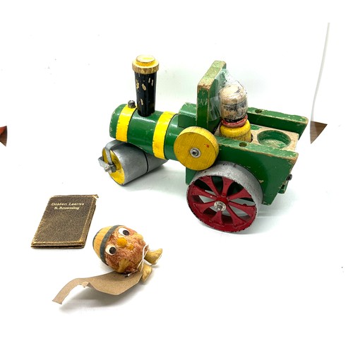 37 - Selection of collectables includes Vintage flump, wooden and metal train, Golden Leaves by R.Brownin... 