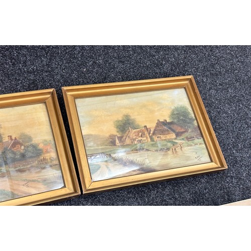 113 - Pair of Oil paintings and 2 others largest measures approximately 25 inches wide 19 inches tall