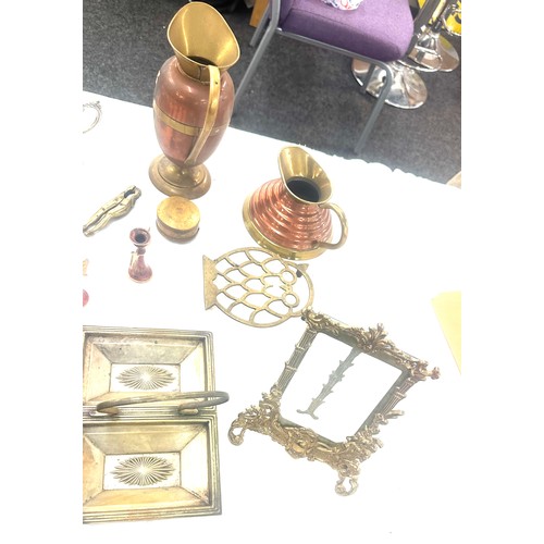 187 - Selection of metal ware includes brass, silver plate etc