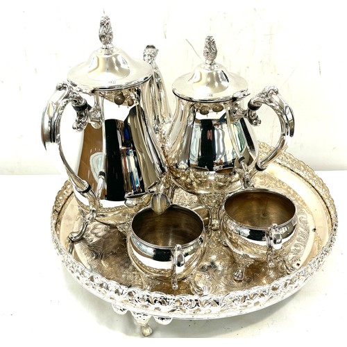 516 - Vintage silver plated coffee and tea set on tray