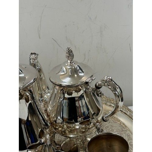 516 - Vintage silver plated coffee and tea set on tray