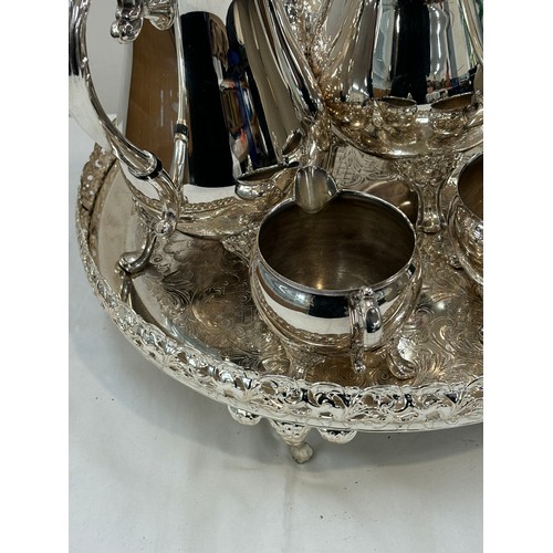 516 - Vintage silver plated coffee and tea set on tray