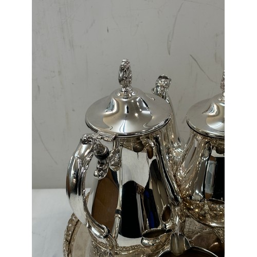 516 - Vintage silver plated coffee and tea set on tray