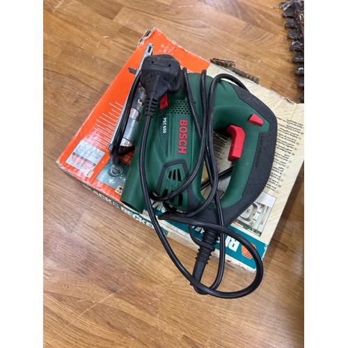 221 - Selection of power tools to include Bosh hedge trimmer, black and decker drill etc