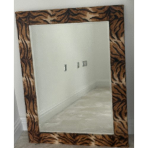 546 - Fake animal fur print mirror, Height 41 inches, Width 31 inches