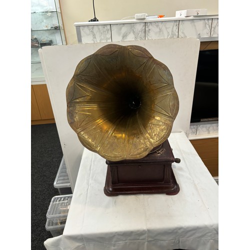 233 - Vintage Horn Gramophone, untested 28 inches tall