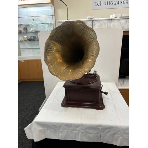 233 - Vintage Horn Gramophone, untested 28 inches tall