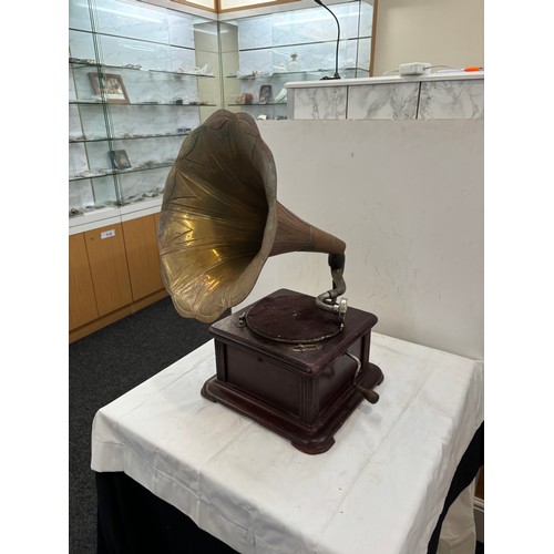 233 - Vintage Horn Gramophone, untested 28 inches tall