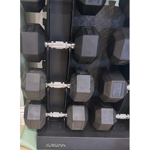 542 - Jordan rubber dumbbell set 2.5kg - 25kg double rack