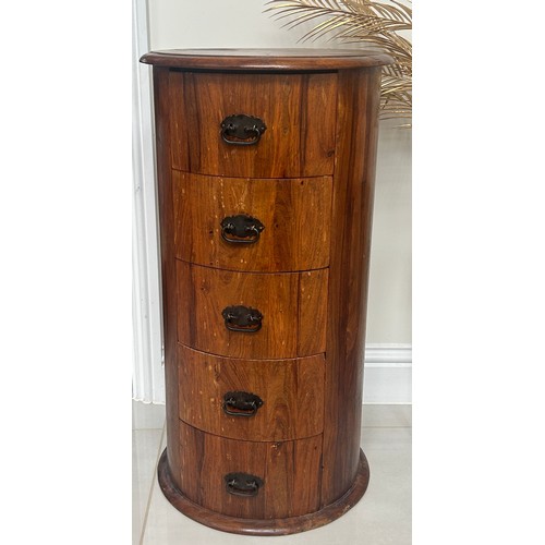 590 - 5 drawer drum chest, overall height 34 inches, diameter 18 inches