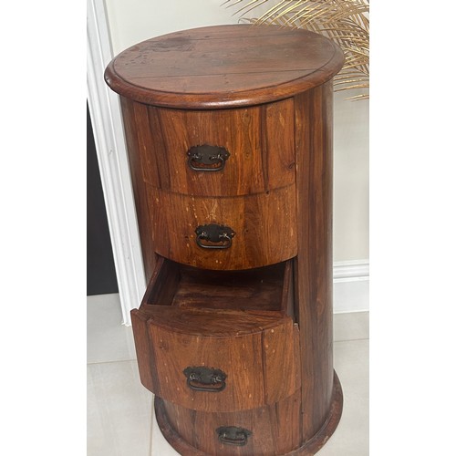 590 - 5 drawer drum chest, overall height 34 inches, diameter 18 inches