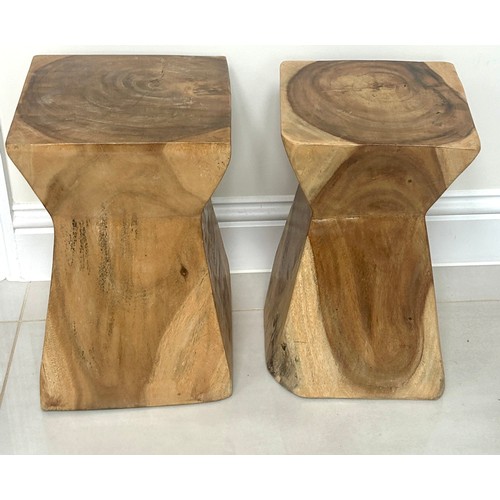 591 - Pair wooden lamp tables, overall height 18 inches, 12 inches square