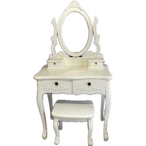 583 - White wooden modern style dressing table with matching, Height 60 inches inc mirror, Depth 16 inches... 