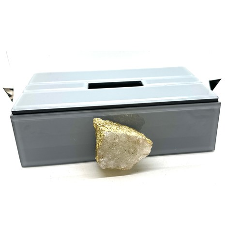 55 - Designed by Amara jewellery box with 3D gold and white crystal design measures approx 3.5 inches tal... 