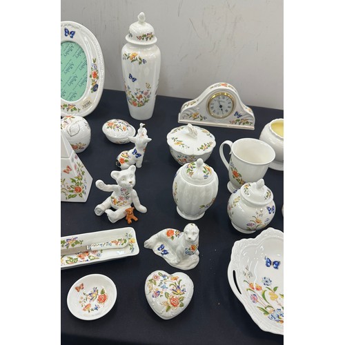 186 - Selection of Aynsley pottery to include vases, animal figures, clock, photo frame etc