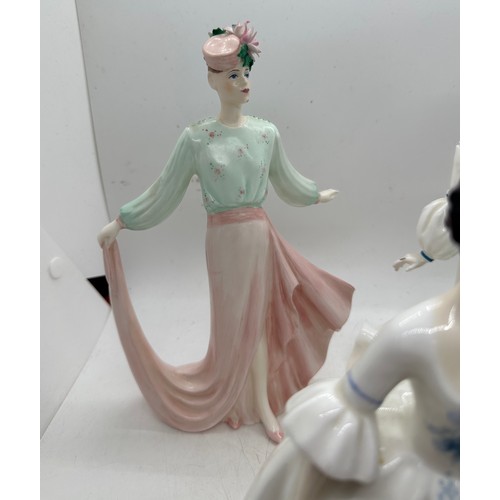 515 - Three vintage lady figures to include Royal Doulton ' Kelly HN2478', ' Coalport ' Boating Party' and... 